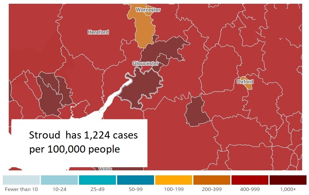 Stroud cases map 18-10-2021